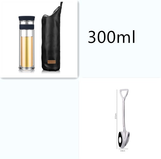 Portable Double Wall Borosilicate Glass Tea Infuser Bottle With Lid Filter