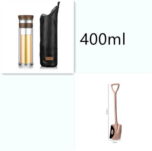 Portable Double Wall Borosilicate Glass Tea Infuser Bottle With Lid Filter